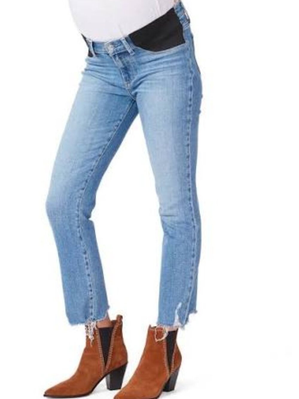 PAIGE DENIM CINDY MATERNITY SLIM BOYFRIEND JEANS UNDERBELLY PANELS STRETCH sz 25